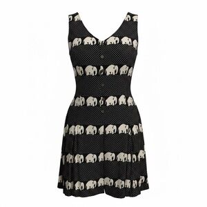 Vintage 90s Elephant Polkadot Print Romper One Piece Size Large Black White